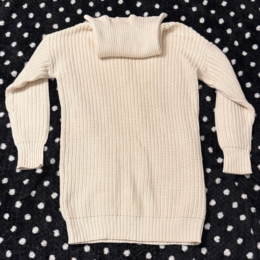 JOE FRESH | Cozy Cream Women’s Extra Long Wide Turtleneck Sweater